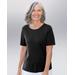 Blair Women's Coastal Cotton Short-Sleeve Jewelneck Tee - Black - 3X - Womens