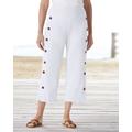 Blair Women's Sahara Side-Button Knit Capris - White - PS - Petite