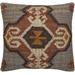 Achava 22" Square Traditional Jute Dark Purple/Warm Gray/Chocolate Brown/Gray/Sage Throw Pillow - Hauteloom