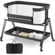 COSTWAY 2 in 1 Beistellbett & Stubenwagen klappbar, tragbare Babybett mit 7 verstellbaren Höhen &