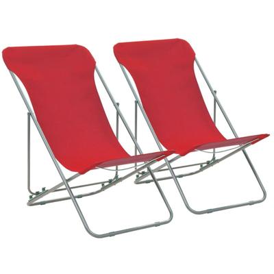Klappbare Strandstühle 2 Stk. Stahl und Oxford-Gewebe Rot vidaXL Image