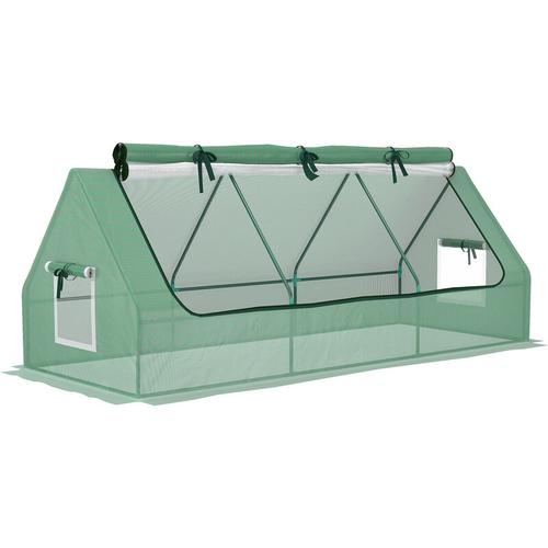 Mini-Gewächshaus, wetterbeständig, aufrollbares Fenster, 240 cm x 90 cm x 90 cm, Grün - Grün