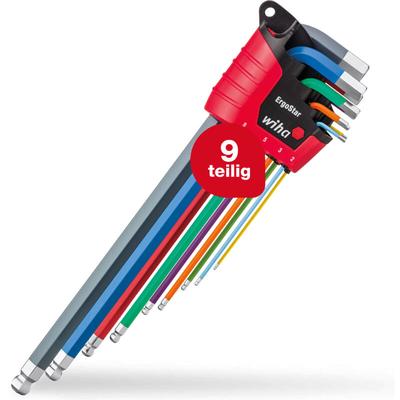 Toolland - Wiha Stiftschlüssel Set 9-tlg. im ErgoStar Halter i 1,5 mm - 10 mm i Sechskant-Kugelkopf Image