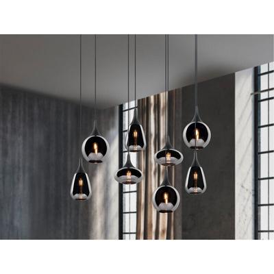 Pendelleuchte lumina 8 flammig Glas Chrom verspiegelt & Rauchglas Optik Image