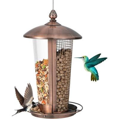 Vogelfutterhaus mit 2 Röhren, Vogelfutterspender mit Abflusslöchern, Futterhaus wetterfest