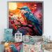 Design Art Bird Cubist Skies - Bird Canvas Prints Canvas, Cotton in Blue/Orange/Pink | 30 H x 30 W x 1 D in | Wayfair FDP107066-30-30-SL