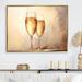 Design Art Minimalism Champagne Glasses Collage - Wine & Champagne Wall Decor Metal in Yellow | 24 H x 32 W x 1 D in | Wayfair FL108197-32-24-GD