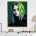 Design Art Popart Emerald Eilish Portrait I - Portrait Canvas Wall Art_105766 Metal in Black/Green/Indigo | 40 H x 30 W x 1.5 D in | Wayfair