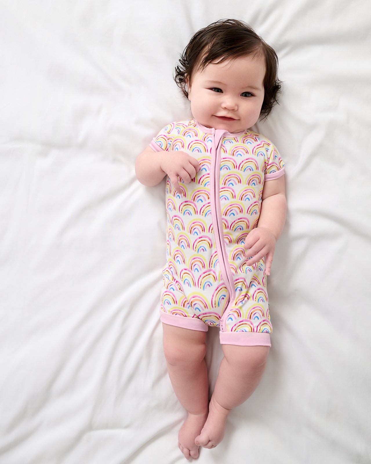 Pastel Rainbows Shorty Zippy - 6-12 months