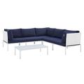 Modway Harmony 6 Piece Sectional Seating Group w/ Sunbrella Cushions Metal in Blue | Outdoor Furniture | Wayfair 665924531551