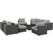 Modway 10 Piece Rattan Sofa Seating Group w/ Sunbrella Cushions Synthetic Wicker/All - Weather Wicker/Wicker/Rattan in Black/Gray | Outdoor Furniture | Wayfair