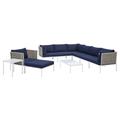 Modway Harmony 10 Piece Sectional Seating Group w/ Sunbrella Cushions Metal in Blue | Outdoor Furniture | Wayfair 665924532015