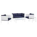 Modway 5 Piece Sofa Seating Group w/ Sunbrella Cushions Metal in Blue | Outdoor Furniture | Wayfair 665924531476