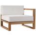 Modway Upland Teak Patio Chair w/ Cushions Wood in Brown/White | 28.5 H x 34.5 W x 33.5 D in | Wayfair 665924529756