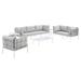 Modway Harmony 8 Piece Sofa Seating Group w/ Sunbrella Cushions Metal in Gray | Outdoor Furniture | Wayfair 665924531902