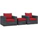 Modway 3 Piece Rattan Seating Group w/ Cushions in Gray | Outdoor Furniture | Wayfair 665924525901