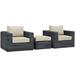 Modway 3 Piece Rattan Seating Group w/ Cushions | Outdoor Furniture | Wayfair 665924525895