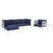 Modway 6 Piece Sectional Seating Group w/ Sunbrella Cushions Metal in Blue | Outdoor Furniture | Wayfair 665924531650