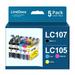 LC105 LC107 Super High Yield Ink Cartridge Replacement for Brother LC-107 LC-105 LC107 LC105 XXL used with MFC-J4510DW 4610DW MFC-J4710DW MFC-J4310DW J4410DW Printer(5 Pack 2BK & 1each CMY)