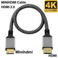 4K@60HZ Nylon Braid HD Compatible V2.0 HDMI TO MINI HDMI MINIHDMI Extension Male to Male Plug Cable 1M/1.5M/2M/3M/5M/10m hdtv tv 1.5m