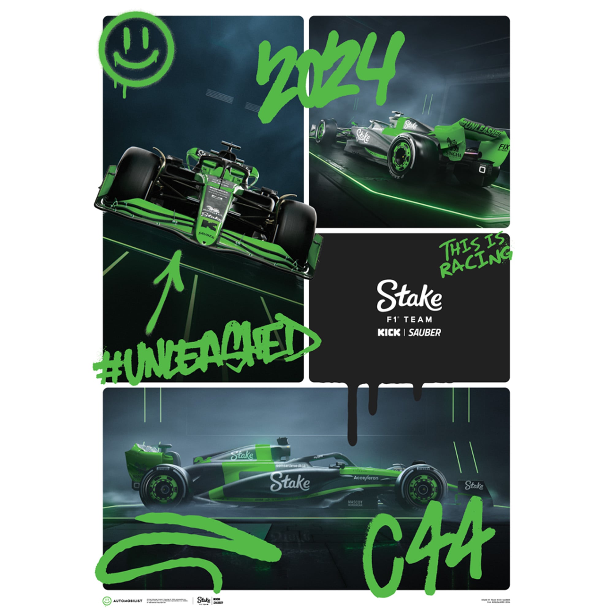 Coup de pied Sauber C44 déchaîné - 2024 Poster - No Gender Taille: One Size Only