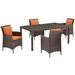 IHSS Conduit 5 Piece Outdoor Patio Wicker Rattan Set Glass in Brown | 70 W x 38.5 D in | Wayfair 755513729909