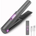 Cordless Hair Straighteners Curler 2 in 1 Mini Portable Travel Wireless Flat Iron Fast Heat Up Anti-Scald 3-Level Straightener for Swift Smooth and Glossy Hair Type-C Rechargeable Grey