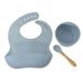 Ludlz Silicone Baby Feeding Sets Baby Feeding Utensils Silicone Baby Bib Silicone Suction Bowl Training Spoons BPA Free Tableware for Toddler Babies and Kids