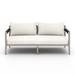 AllModern Kristine Sherwood Teak Loveseat w/ Cushions Wood/Natural Hardwoods in Pink/Gray/White | Outdoor Furniture | Wayfair