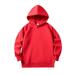 Kids Swaetshirts Hoodies Kids Long Sleeve Solid Color Pullover Top Children Unisex Soft Coat Blouse With Pocket Top Blouse Red 5 Years-6 Years