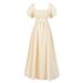 Rovga Plus Size Big Girls Regency Dresses Ruffled Classical Puff Sleeve Empire Waist Dress Belt Gown 16-17 Years