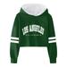 Baby Boys Girls Sweatshirts Kids Casual Loose Active Full Sleeves Hooded Short Pullover Letter Print Striped Teen Crop Tops Tops Top Blouse Green 10 Years-12 Years