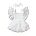 wybzd Stylish Summer Infant Lace Romper Outfit with Fly Sleeve Jumpsuit and Headwear