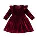 kpoplk Christmas Dresses for Girls Toddler Girls Long Sleeve Dresses Solid Princess Dress Clothes 3-4 Y