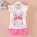 HUANBAI Rabbit Short Girls Bow Set Toddler Dot Kids Casual Fly Sleeve Tops Outfit Boys Outfits&Set