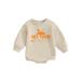 Canis Crewneck Romper for Baby Girls with Halloween Theme and Letter Pumpkin Print