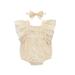 JGTDBPO Newborn Romper Jumpsuit For Baby Girl Bodysuit+Headband Print Halter Romper Floral Jumpsuit Romper Ruffle Sleeveless Infant Summer Playsuits Clothes