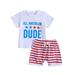 Canis Toddler Boys 2 Piece Outfits Patriotic Clothing Top and Shorts