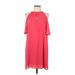 Veronica M. Casual Dress - Shift Keyhole 3/4 sleeves: Pink Solid Dresses - Women's Size Large