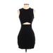 Express Cocktail Dress - Mini Crew Neck Sleeveless: Black Solid Dresses - Women's Size 2