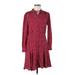 Rebecca Taylor Casual Dress - Shirtdress High Neck Long sleeves: Burgundy Dresses - Women's Size 8