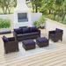 Ebern Designs Difonzo 5 Piece Rattan Sofa Seating Group w/ Cushions Metal in Blue | 29.1 H x 72.1 W x 29.1 D in | Outdoor Furniture | Wayfair