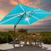 Arlmont & Co. Sekinat 137.7" x 107.9" Rectangular Lighted Cantilever Umbrella in Blue/Navy | 106.5 H x 137.7 W x 107.9 D in | Wayfair