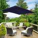 Arlmont & Co. Shalinda 98.8" Square Cantilever Umbrella, Steel in Blue/Navy | 97.2 H x 98.8 W x 98.6 D in | Wayfair