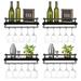 17 Stories Youki 5 Bottle Wall Mounted Wine Bottle & Glass Rack Wood/Metal/Solid Wood in Black | 5 H x 17 W x 6.5 D in | Wayfair