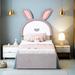 Zoomie Kids Alphonzo Platform Bed w/ Rabbit-shaped LED Headboard & Trundle, Three Drawers Upholstered/Velvet/Faux in Gray | Wayfair