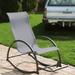Ebern Designs Mariell Aluminum High Back Outdoor Rocking Chair w/ Adjustable Footrest in Gray/Black | 37.8 H x 23.2 W x 45.3 D in | Wayfair