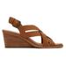 TOMS Women's Gracie Tan Leather Wedge Sandals Brown/Natural, Size 8.5