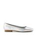 TOMS Women's Briella Silver Metallic Leather Flat Shoes Grey/Silver, Size 5