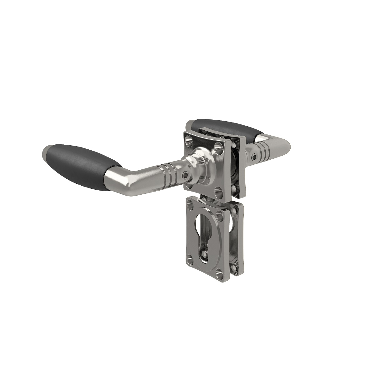 MS Beschläge Drückergarnitur Rosettenbeschlag Türdrücker glänzend vernickelt Profilzylinder Image